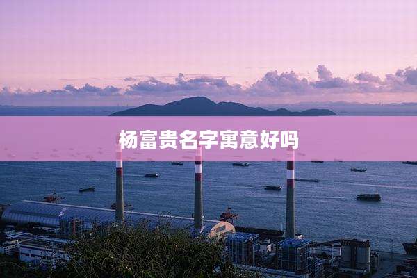 杨富贵名字寓意好吗