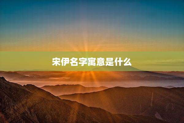 宋伊名字寓意是什么