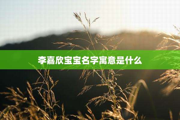 李嘉欣宝宝名字寓意是什么