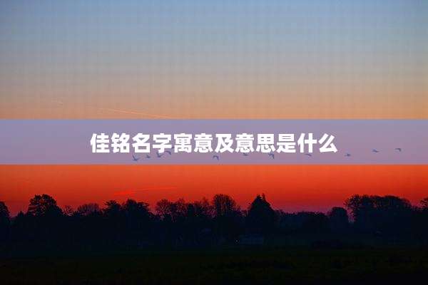 佳铭名字寓意及意思是什么