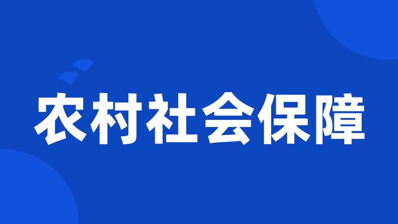 农村社会保障