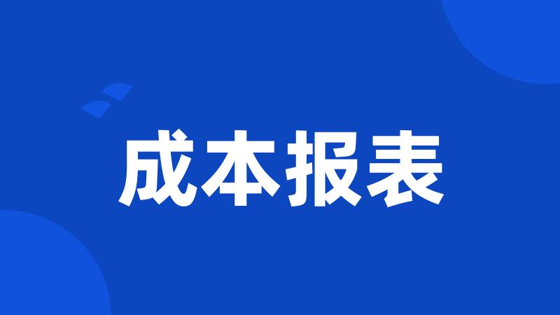 成本报表