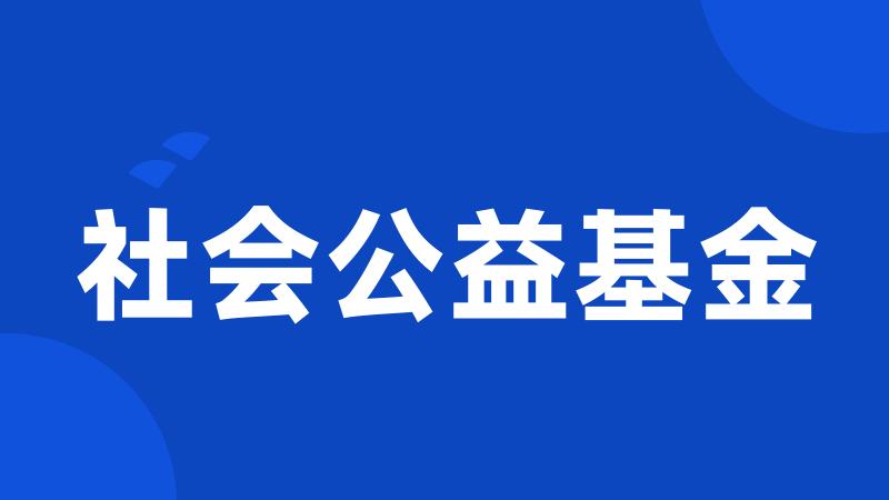 社会公益基金