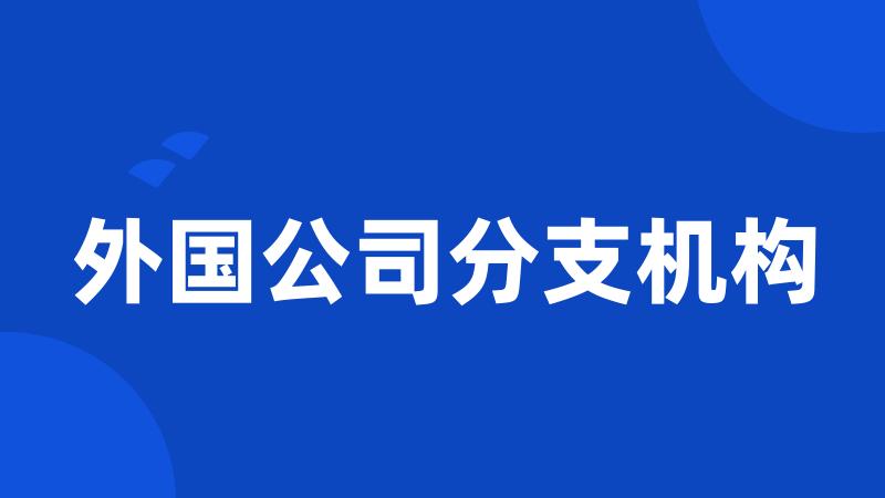 外国公司分支机构