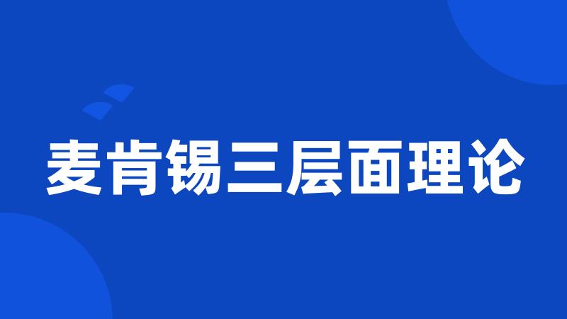 麦肯锡三层面理论