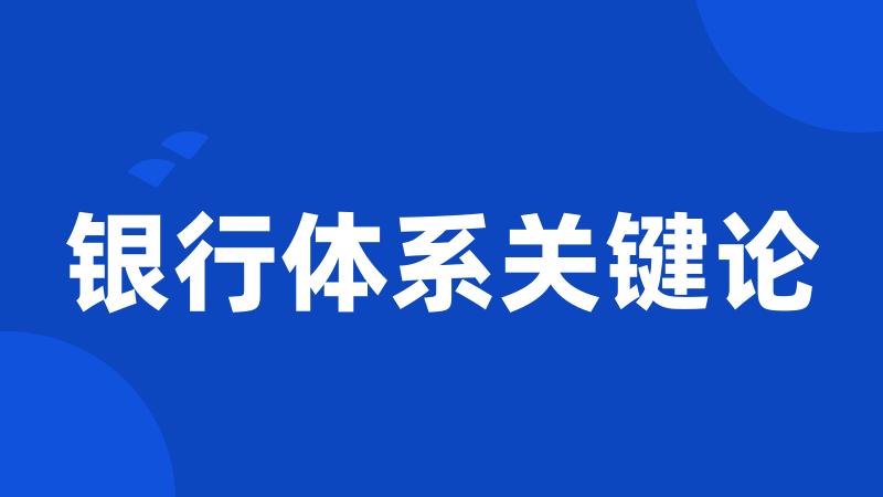 银行体系关键论