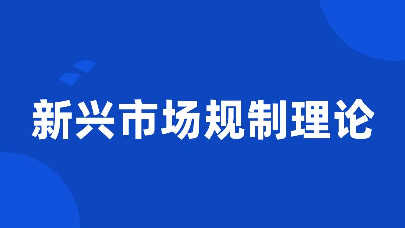 新兴市场规制理论