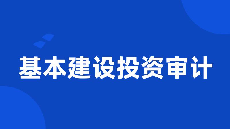 基本建设投资审计