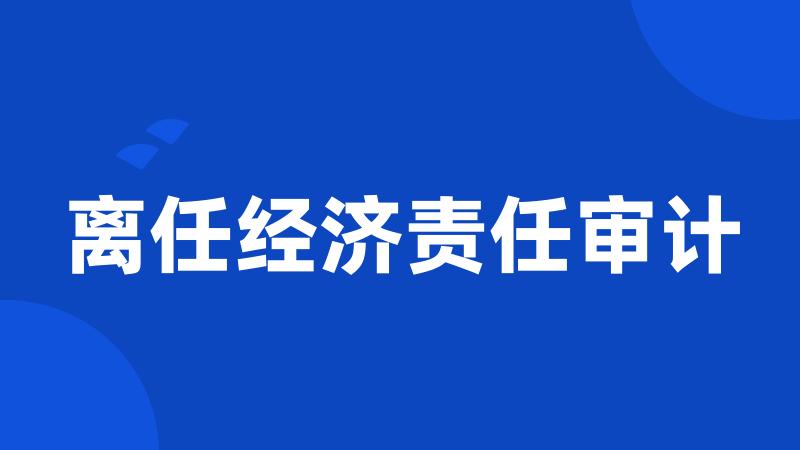 离任经济责任审计