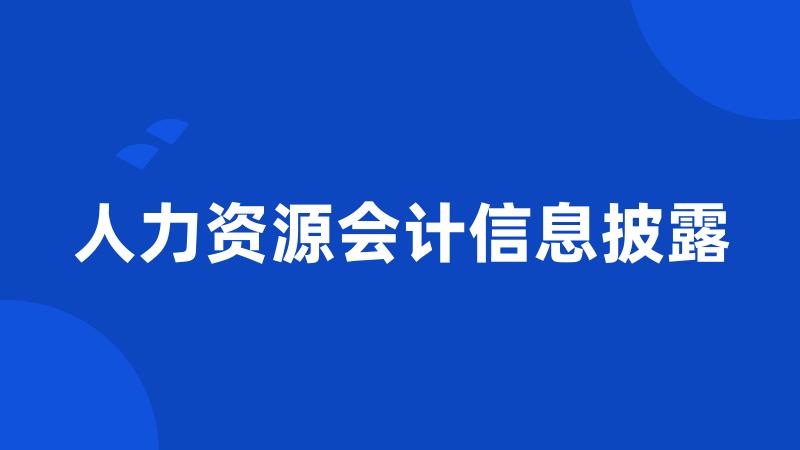 人力资源会计信息披露