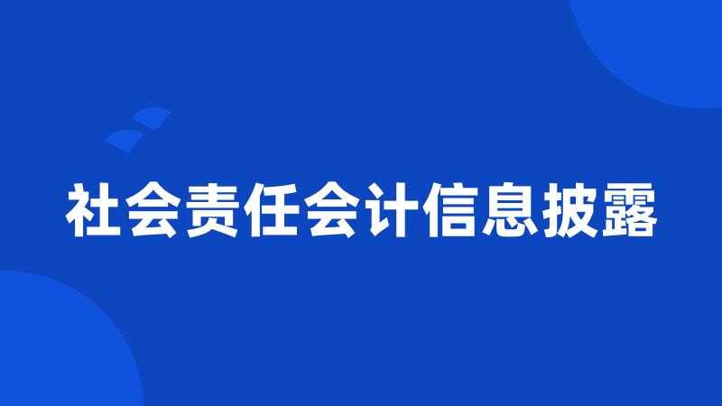 社会责任会计信息披露