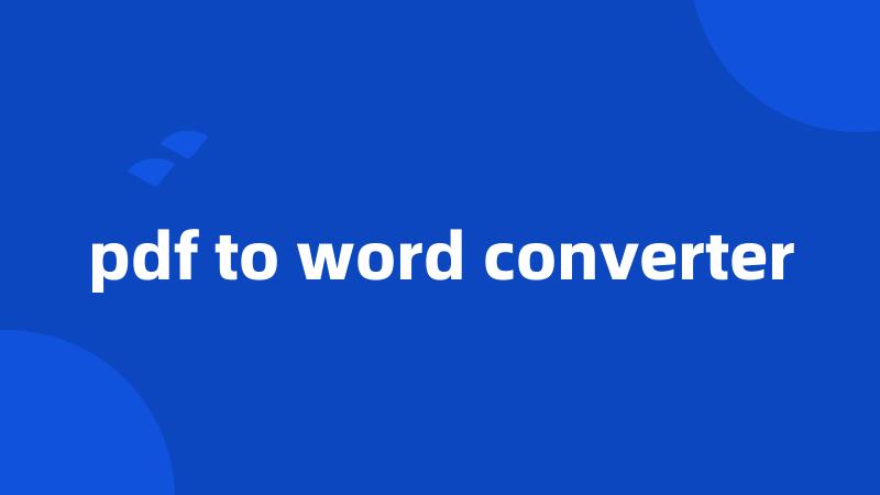 pdf to word converter