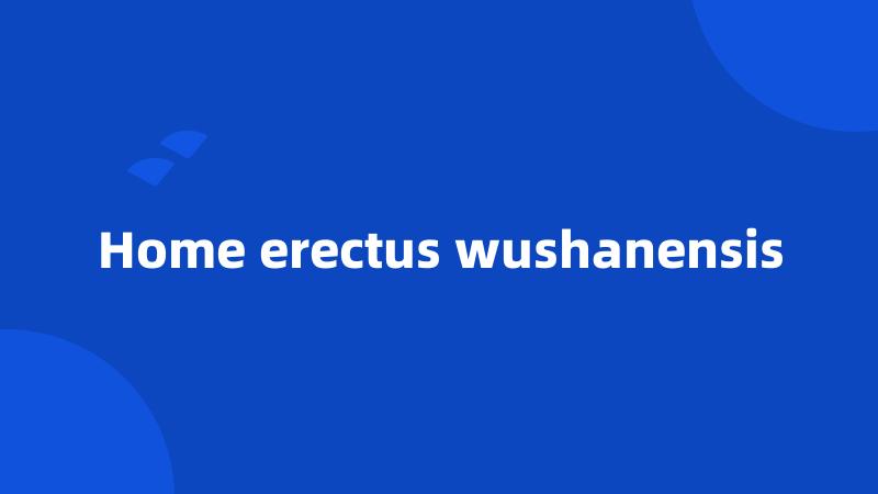 Home erectus wushanensis