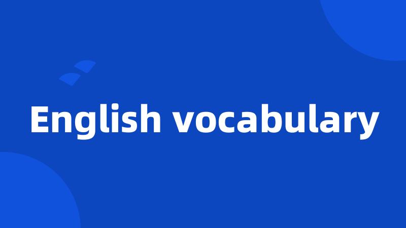 English vocabulary