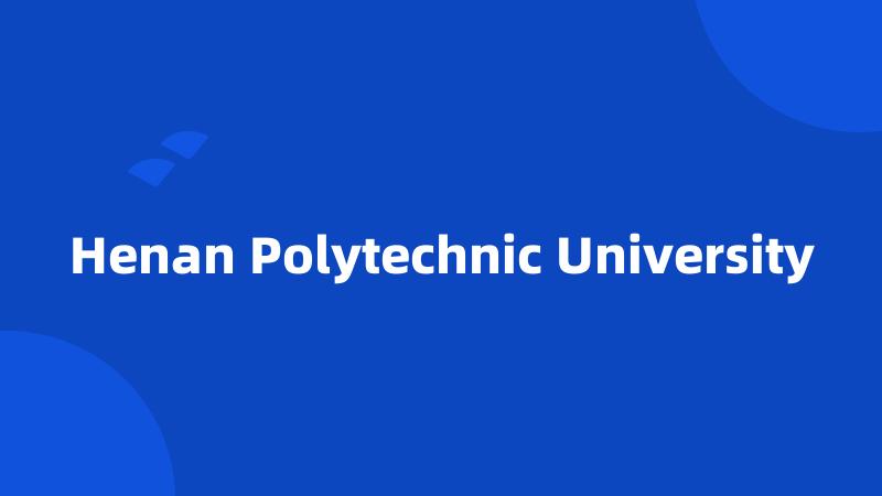 Henan Polytechnic University