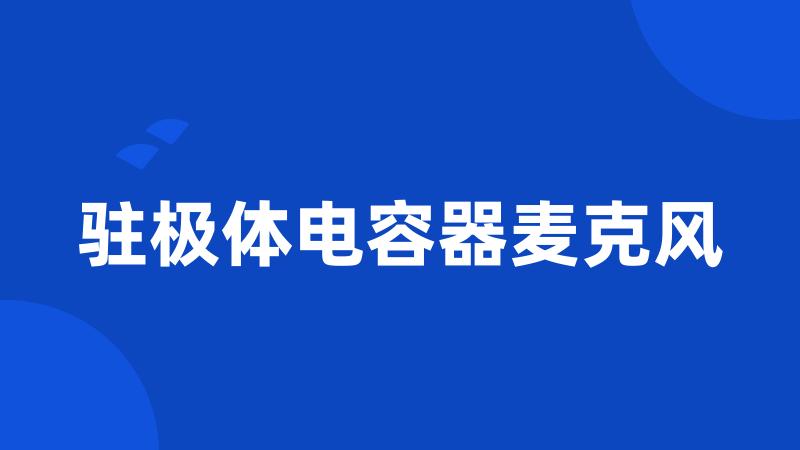 驻极体电容器麦克风