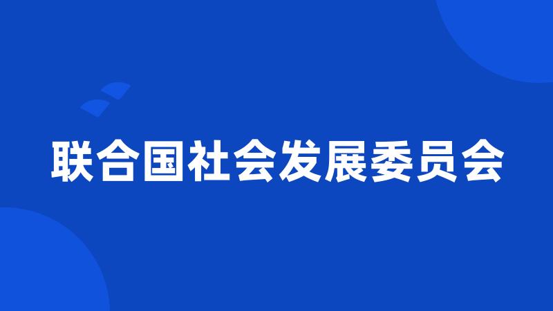 联合国社会发展委员会