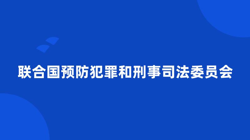 联合国预防犯罪和刑事司法委员会