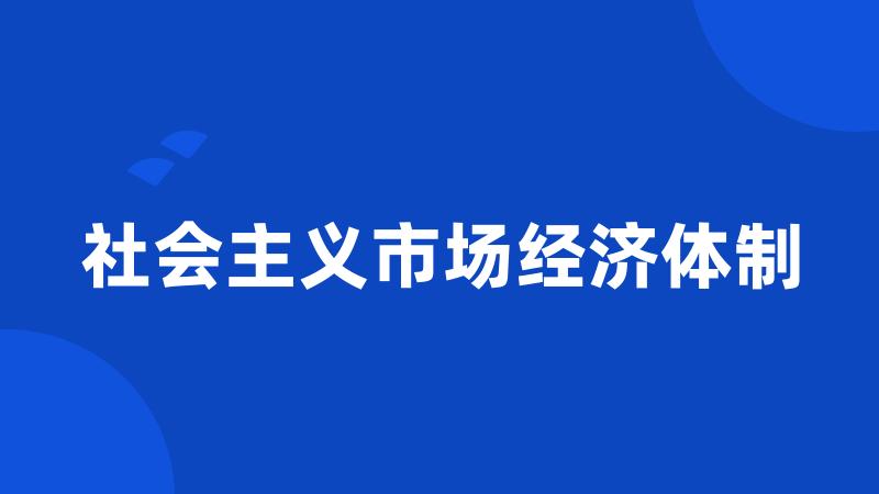 社会主义市场经济体制