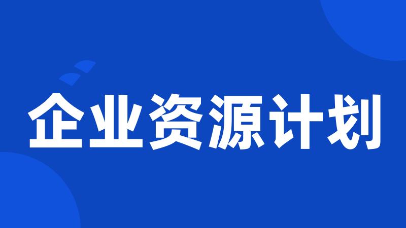 企业资源计划