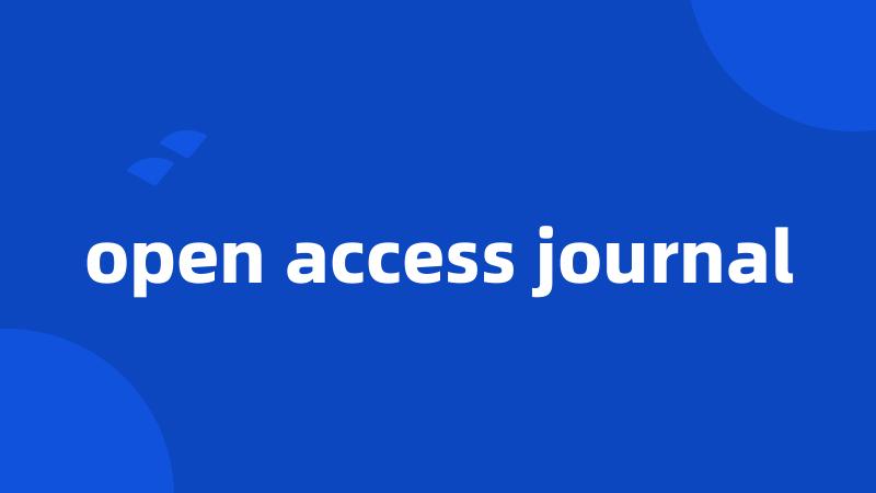 open access journal