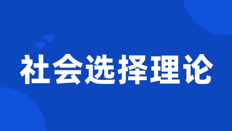 社会选择理论