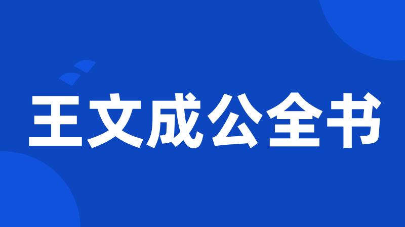 王文成公全书