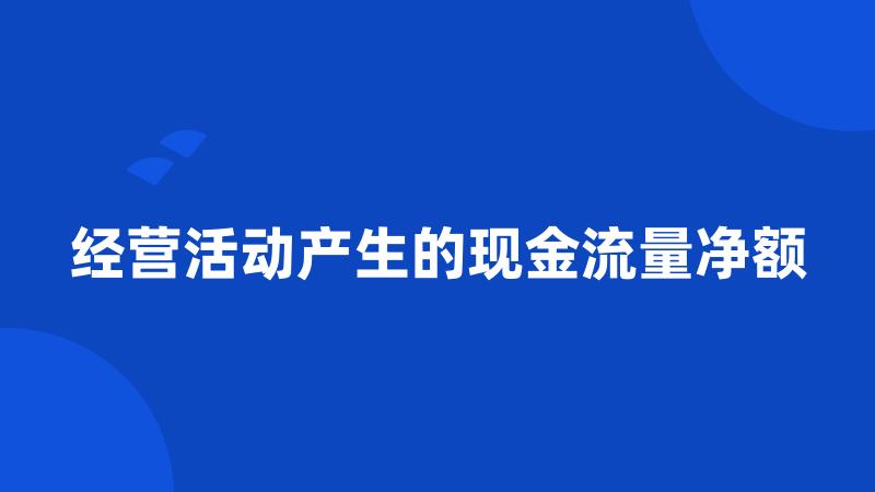 经营活动产生的现金流量净额