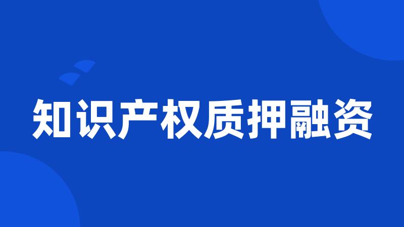 知识产权质押融资