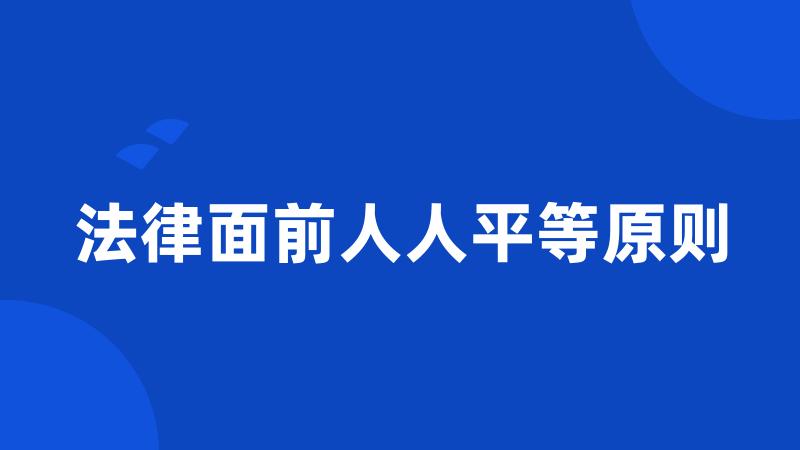 法律面前人人平等原则