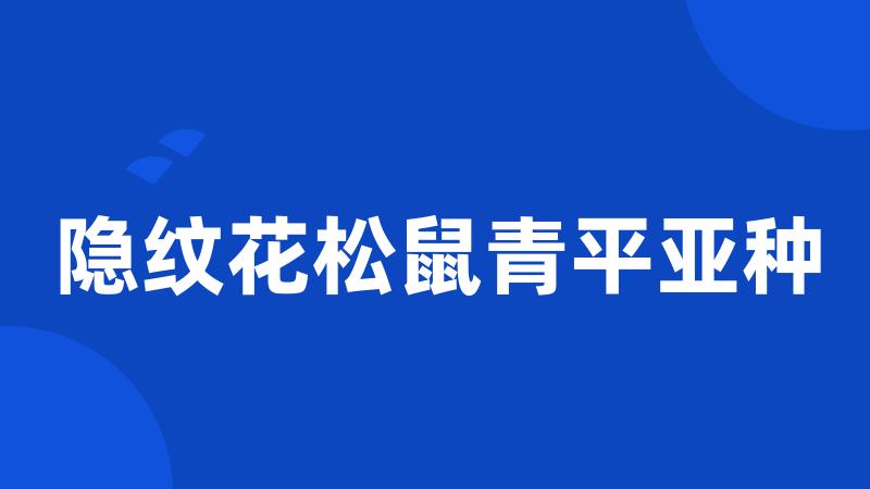 隐纹花松鼠青平亚种