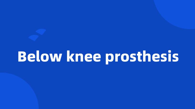 Below knee prosthesis