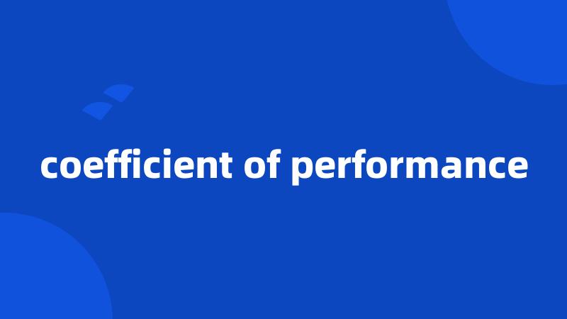 coefficient of performance