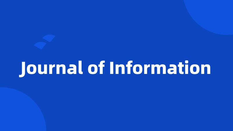 Journal of Information