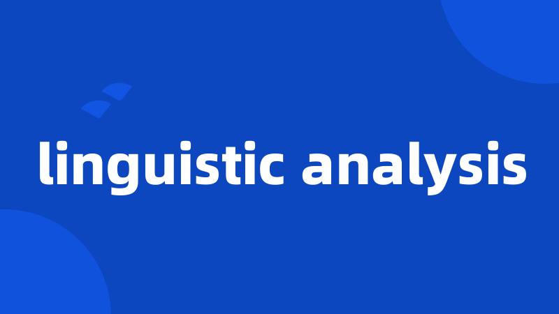 linguistic analysis