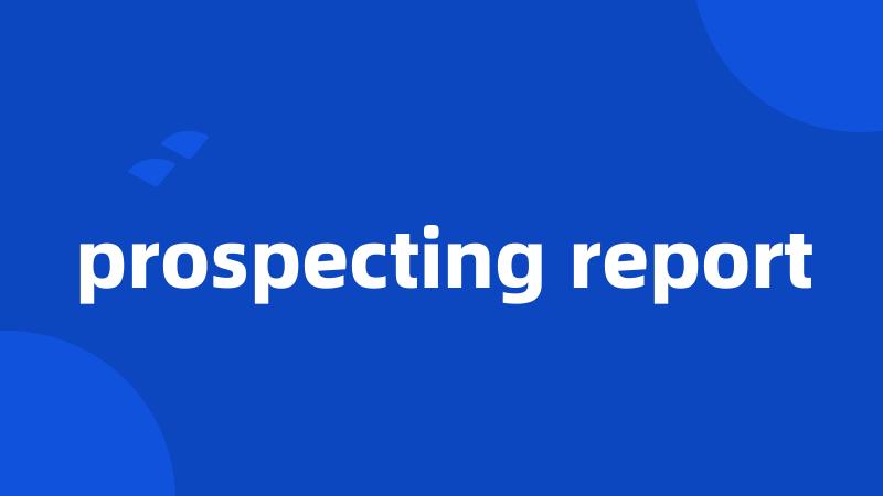 prospecting report