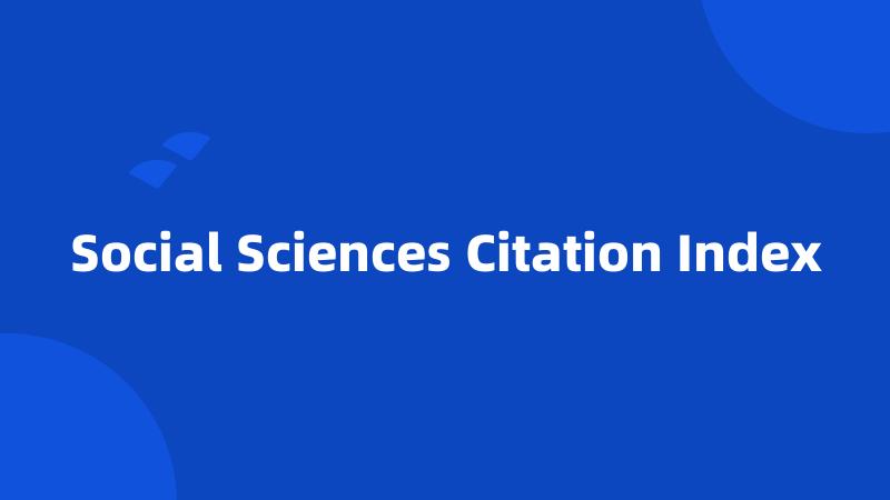 Social Sciences Citation Index