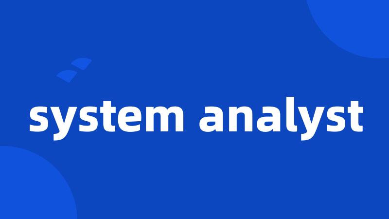 system analyst