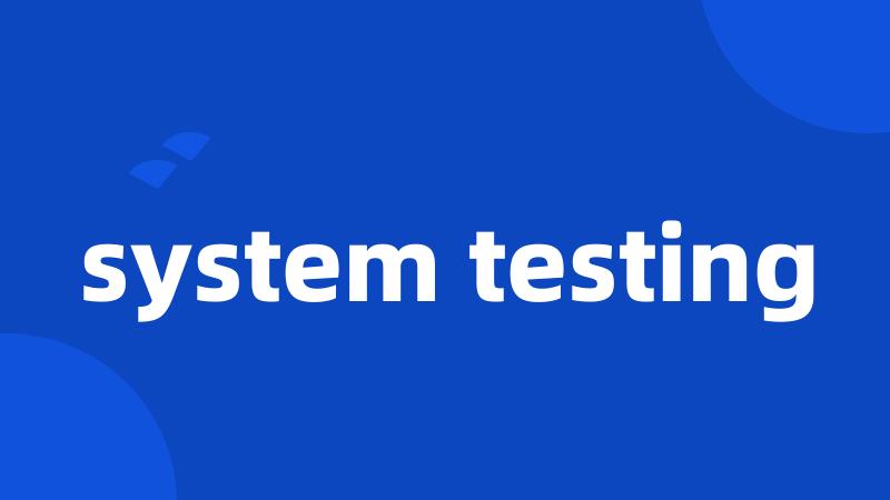 system testing