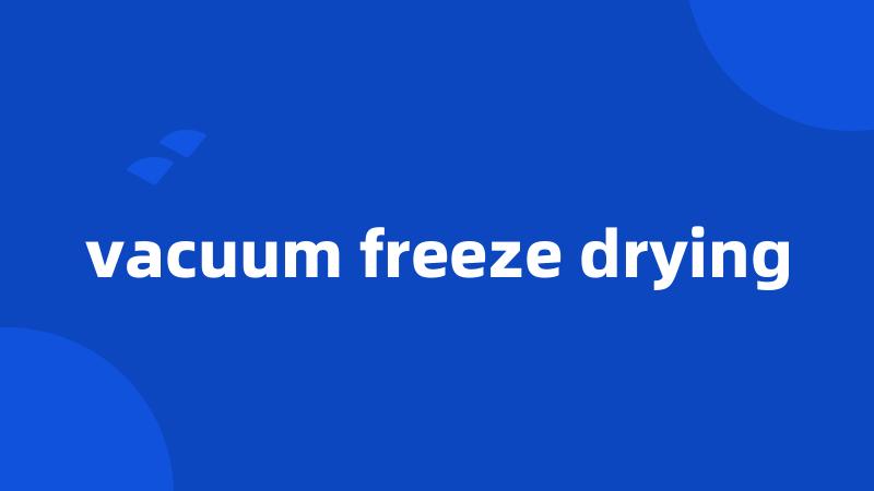 vacuum freeze drying