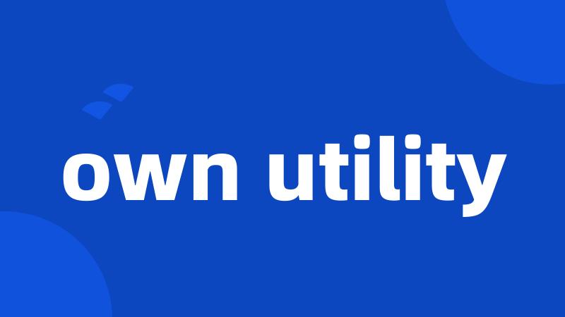 own utility