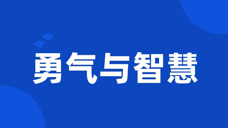 勇气与智慧