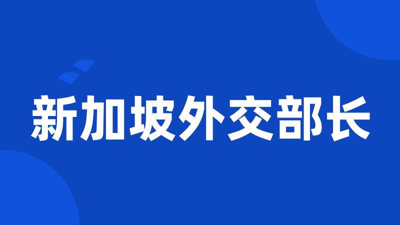 新加坡外交部长