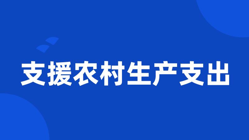 支援农村生产支出