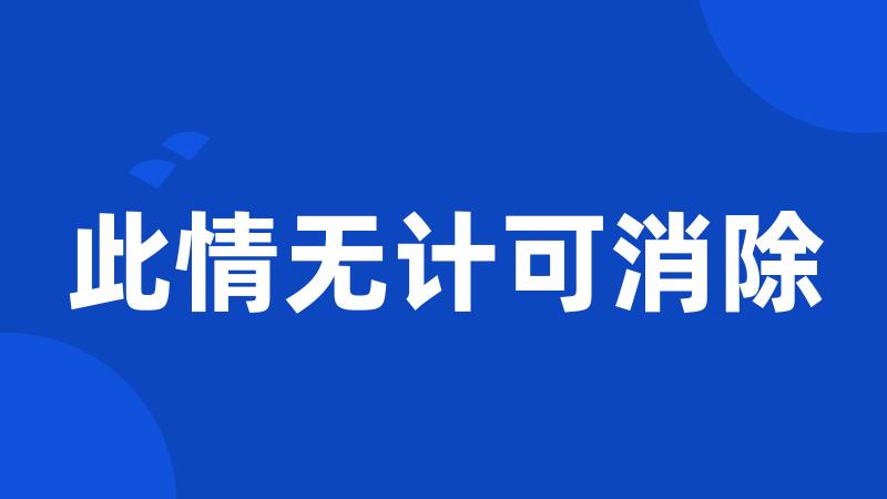 此情无计可消除