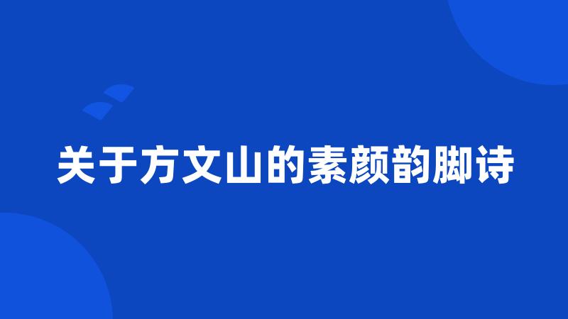 关于方文山的素颜韵脚诗