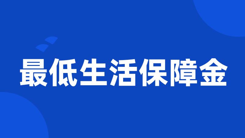 最低生活保障金