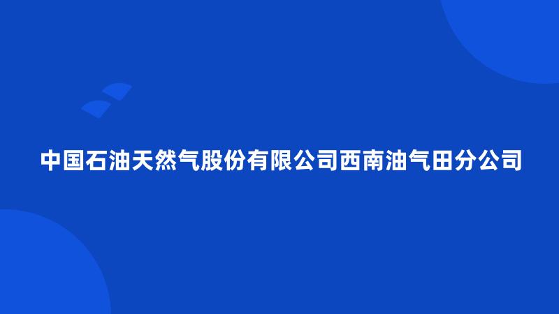 中国石油天然气股份有限公司西南油气田分公司