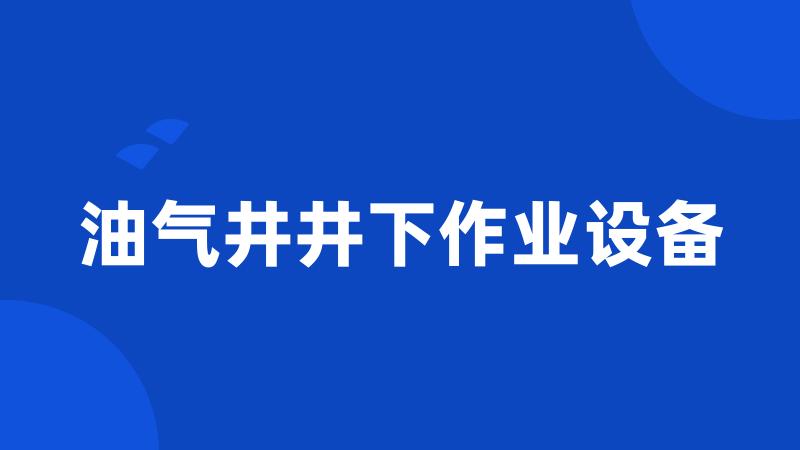 油气井井下作业设备