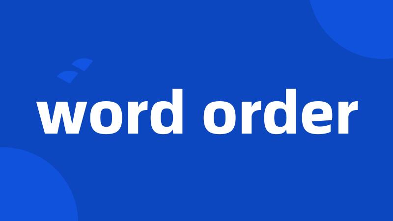 word order